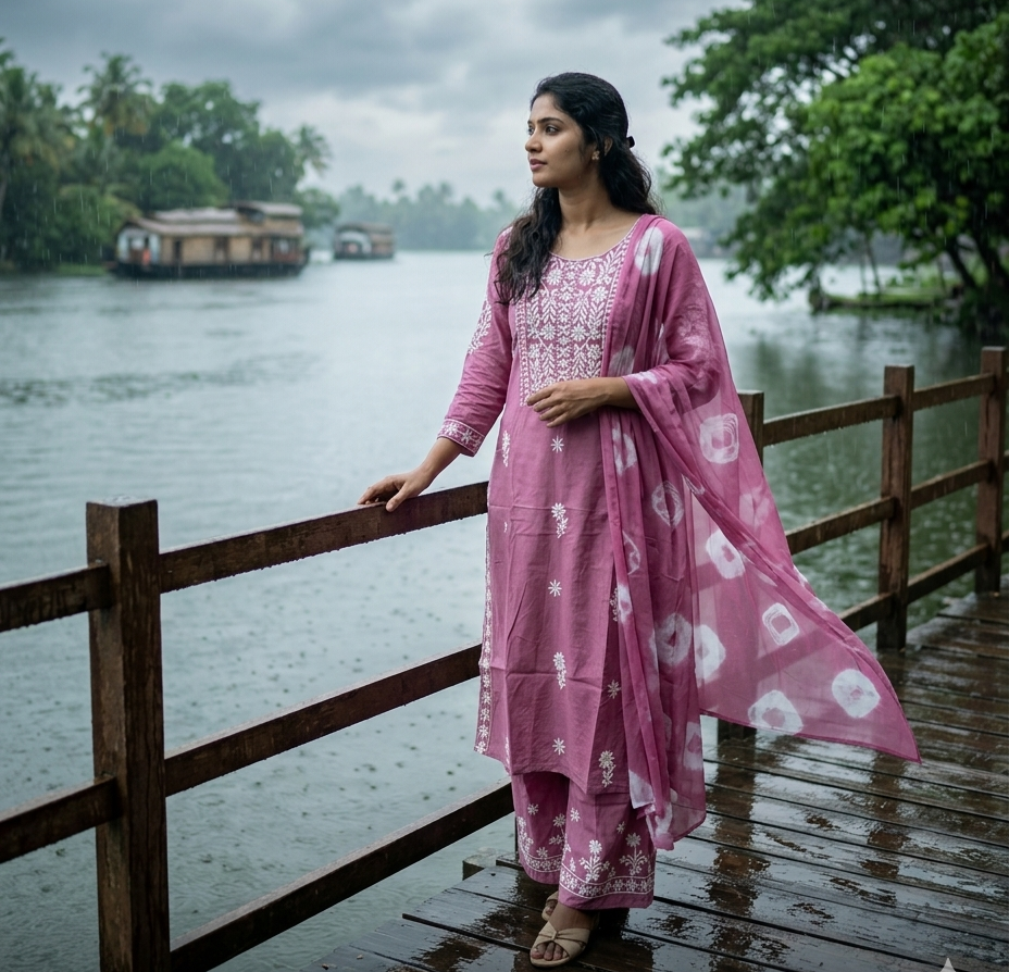 CHIKANKARI THREE PIECE SET FT 2968