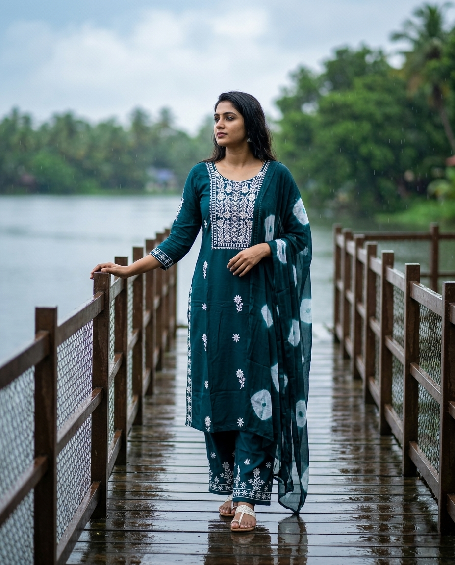 CHIKANKARI THREE PIECE SET FT 2968