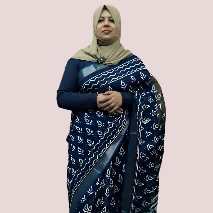 LINEN SAREE DENIM BLUE FT 1049
