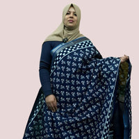 LINEN SAREE DENIM BLUE FT 1049