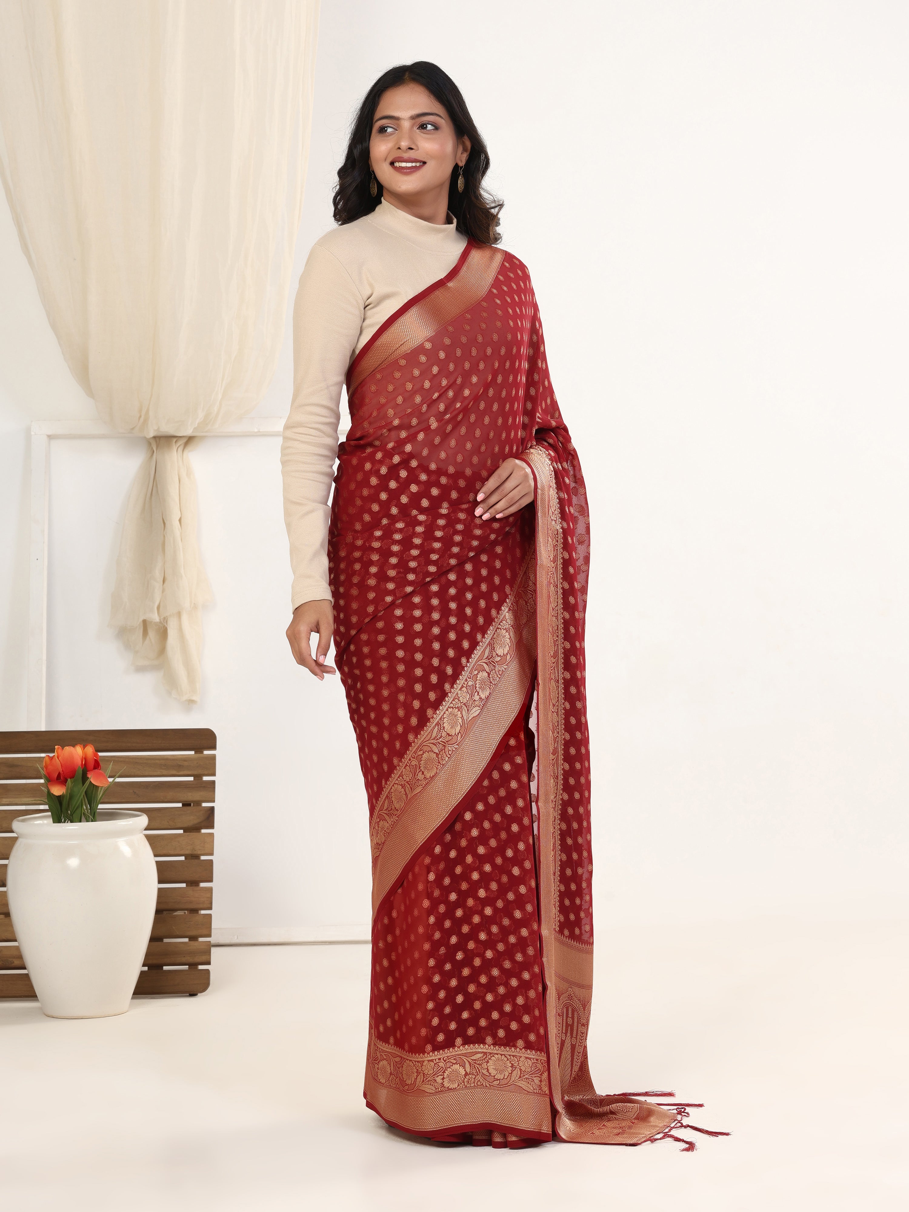 GEORGETTE BANARASI SAREE 205