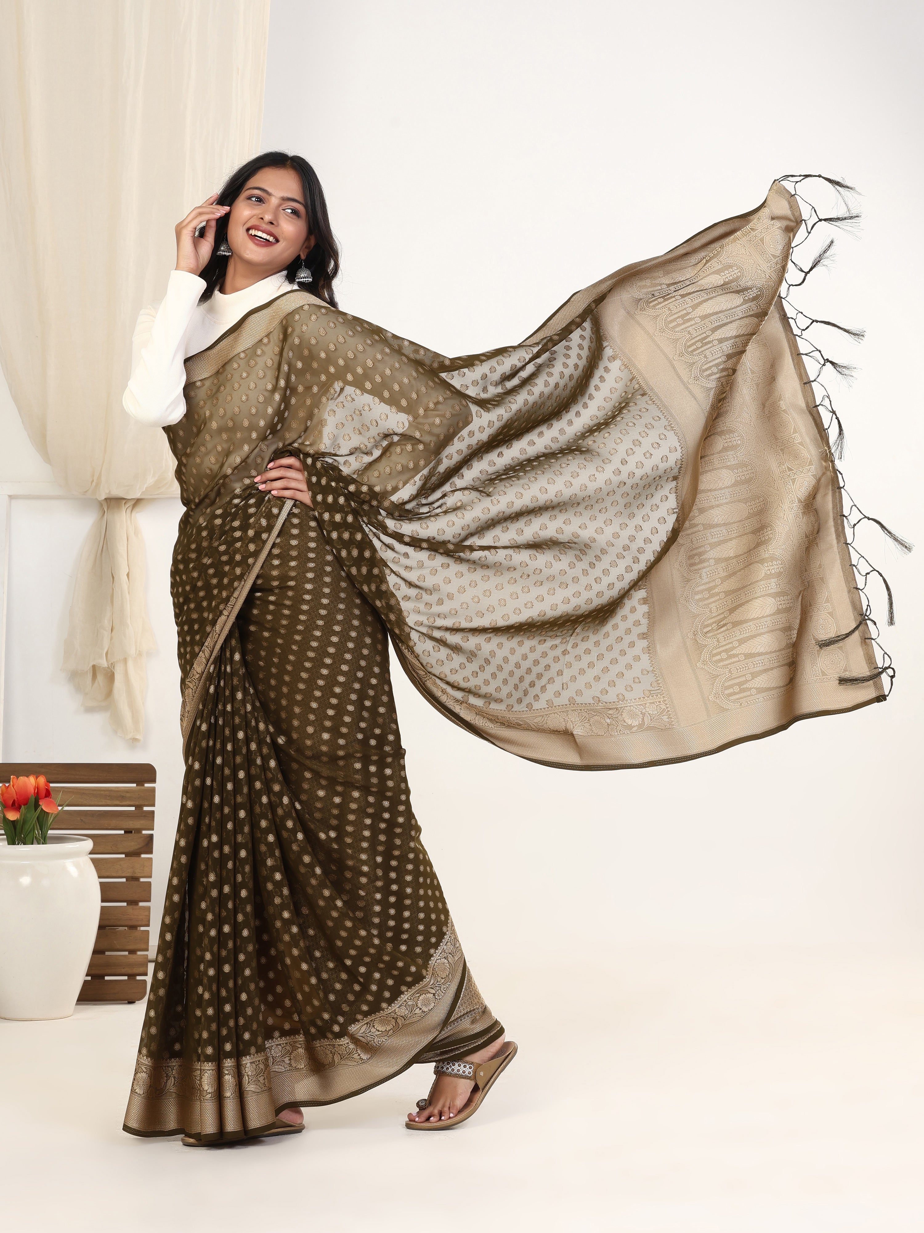 GEORGETTE BANARASI SAREE 205