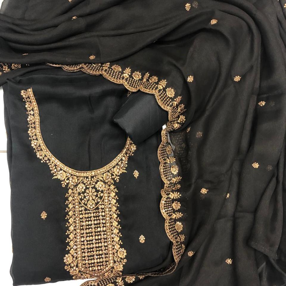 GEORGETTE-SATIN SALWAR SUIT FT 2034