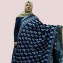 LINEN SAREE DENIM BLUE FT 1049