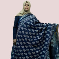 LINEN SAREE DENIM BLUE FT 1049