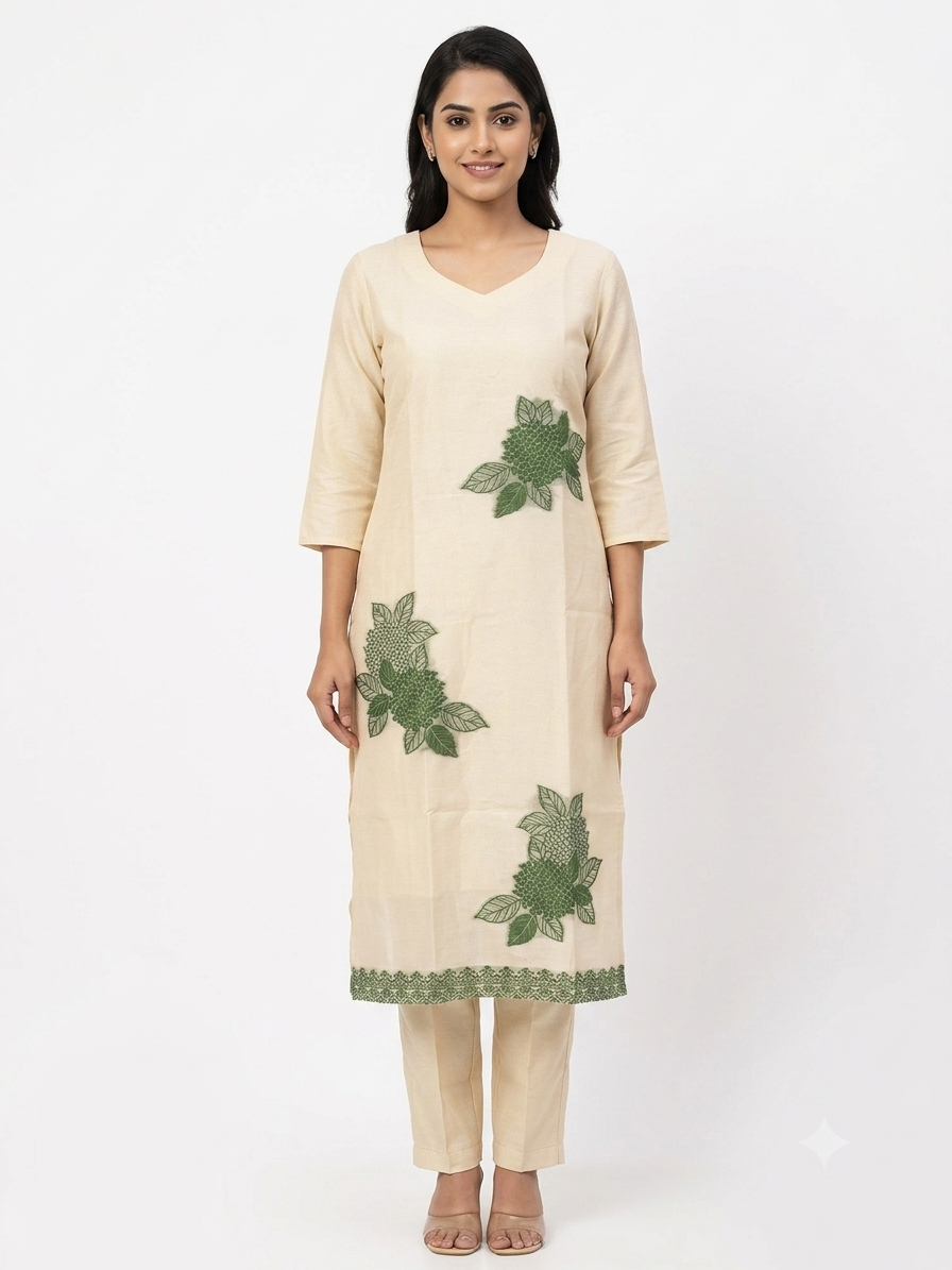 BEIGE WITH GREEN / M