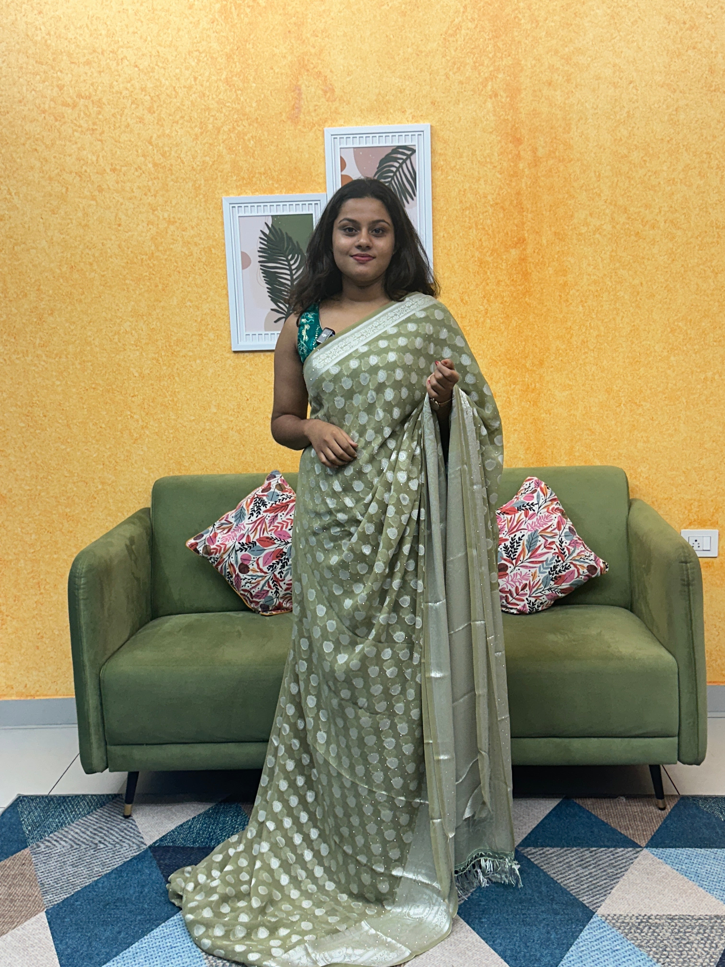GEORGETTE BANARASI SAREE FT 2083