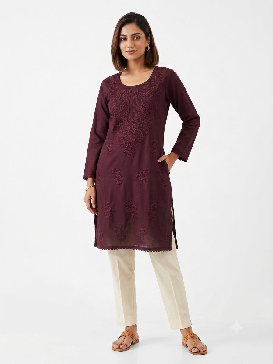 CHIKANKARI SHORT KURTI FT 3044