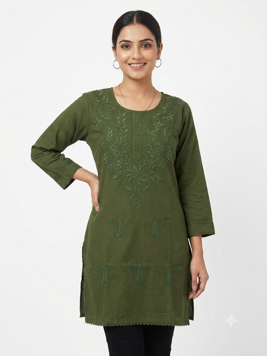 CHIKANKARI SHORT KURTI FT 3044