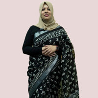 LINEN SAREE BLACK FT 1044
