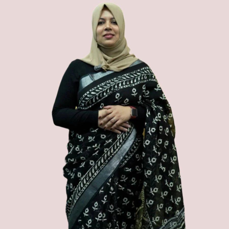 LINEN SAREE BLACK FT 1044
