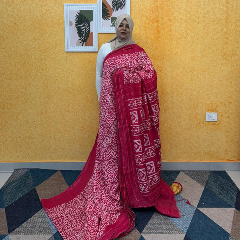 SEMI CHANDERI SAREE FT 2218