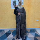 BLACK CHIFFON SAREE FT 2246