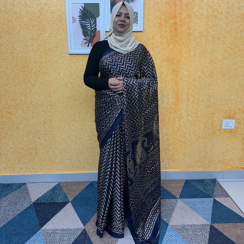 BLACK CHIFFON SAREE FT 2246