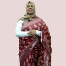 LINEN SAREE RED FT 10450