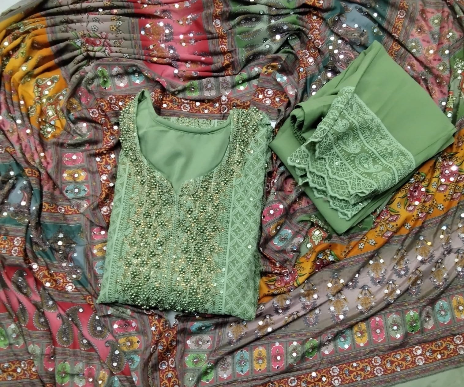SCHIFFLI GEORGETTE CHURIDAR SET FT 1202